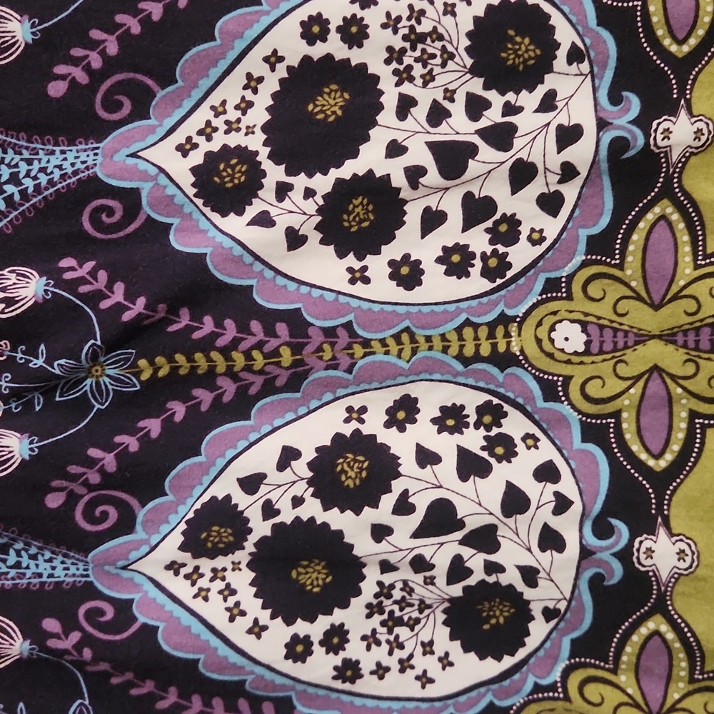 Women's Xhilaration Floral Print Dress Purple And Olive Green Size Medium - Picture 9 of 10